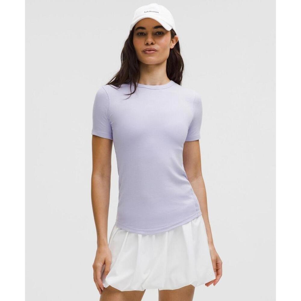 NWT Lululemon Hold Tight Short Sleeve Shirt Size 4 Lilac Ether Ribbed Modal Tee - Picture 7 of 7